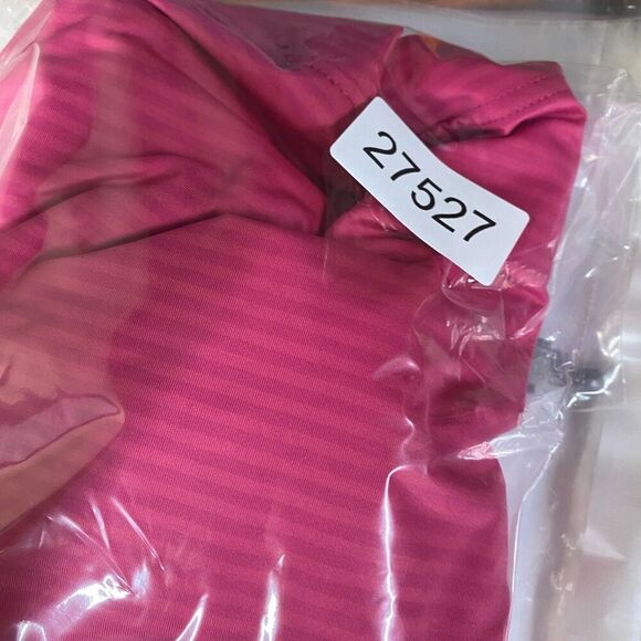 5/$45 FJ Polo Shirt Men L Large Pink Striped Button Up Collared Short Sleeve - Picture 10 of 10